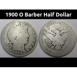 1900 O Barber Half Dollar - antique better date American silver dollar