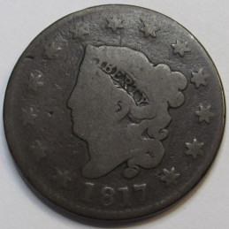 1817 Coronet Head Large Cent - 13 stars - antique very old American penny