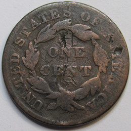 1833 Coronet Head Large Cent - antique American copper penny