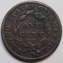 1836 Coronet Head Large Cent - antique Modified Matron Head type penny