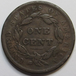 1838 Coronet Head Large Cent - antique Modified Matron Head penny