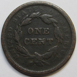 1841 Braided Hair Large Cent - antique American copper penny coin