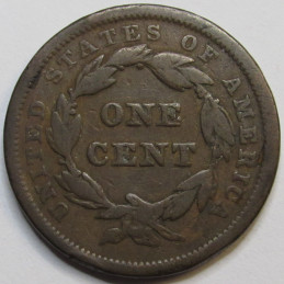 1843 Braided Hair Large Cent - antique American copper penny