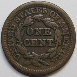 1847 Braided Hair Large Cent - old American copper penny coin