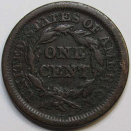 1853 Braided Hair Large Cent - antique pre Civil War era American copper penny