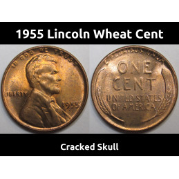 1955 Lincoln Wheat Cent - vintage uncirculated American penny with die crack