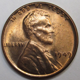 1949 Lincoln Wheat Cent - vintage uncirculated American penny