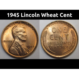 1945 Lincoln Wheat Cent - vintage WW2 era American penny coin