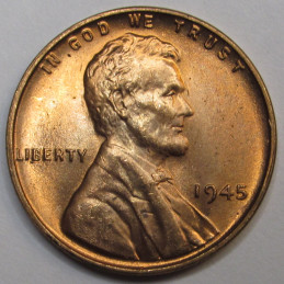 1945 Lincoln Wheat Cent - vintage WW2 era American penny coin