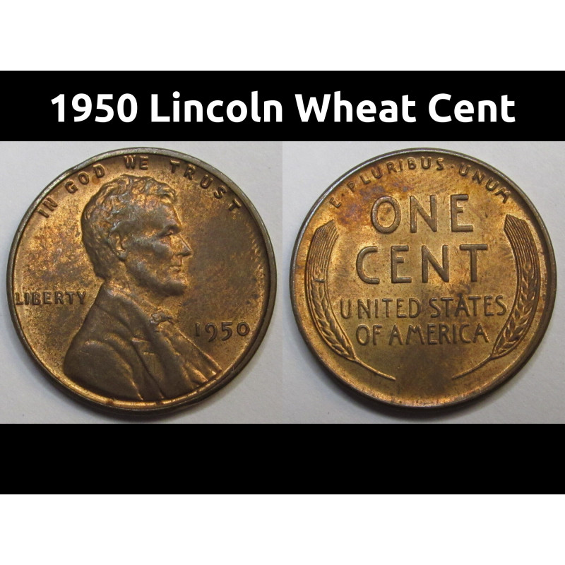 1950 Lincoln Wheat Cent - vintage American uncirculated penny