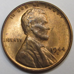 1944 S Lincoln Wheat Cent - uncirculated American San Francisco mintmark penny