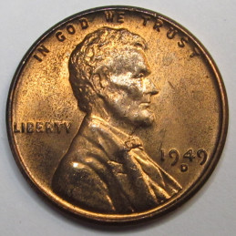 1949 D Lincoln Wheat Cent - vintage American Denver mintmark penny