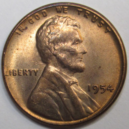 1954 Lincoln Wheat Cent - vintage American uncirculated penny