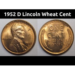 1952 D Lincoln Wheat Cent - vintage Denver mintmark American wheat penny