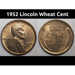 1952 Lincoln Wheat Cent - vintage uncirculated American penny coin