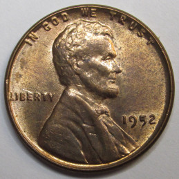 1952 Lincoln Wheat Cent - vintage uncirculated American penny coin