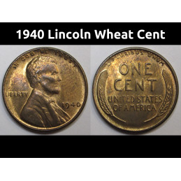 1940 Lincoln Wheat Cent - vintage uncirculated American wheat penny