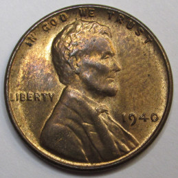 1940 Lincoln Wheat Cent - vintage uncirculated American wheat penny