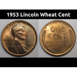 1953 Lincoln Wheat Cent - vintage uncirculated American wheat penny