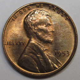 1953 Lincoln Wheat Cent - vintage uncirculated American wheat penny