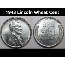 1943 Lincoln Wheat Cent - vintage uncirculated WW2 steel penny