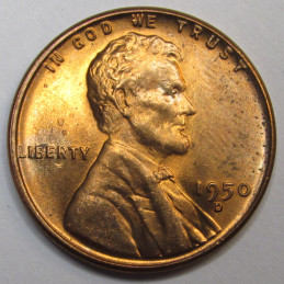 1950 D Lincoln Wheat Cent - vintage Denver mintmark American wheat penny