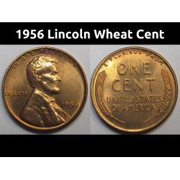 1956 Lincoln Wheat Cent - vintage uncirculated American wheat penny