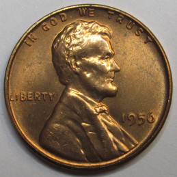 1956 Lincoln Wheat Cent - vintage uncirculated American wheat penny