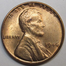 1946 Lincoln Wheat Cent - vintage uncirculated American wheat penny