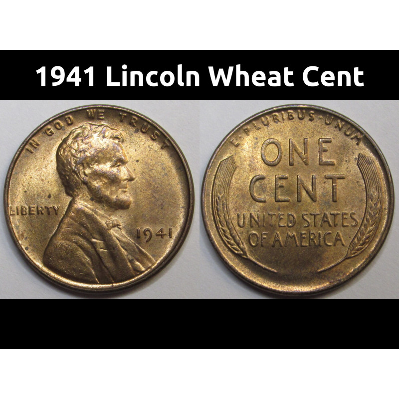 1941 Lincoln Wheat Cent - vintage uncirculated American wheat penny