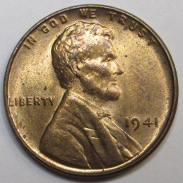 1941 Lincoln Wheat Cent - vintage uncirculated American wheat penny