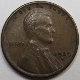 1929 S Lincoln Wheat Cent - antique American penny with San Franncisco mintmark