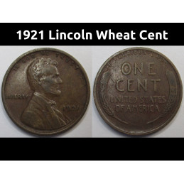 1921 Lincoln Wheat Cent - higher grade antique American wheat penny