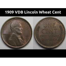 1909 VDB Lincoln Wheat Cent - antique uncirculated first year of issue American wheat penny