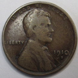 1910 S Lincoln Wheat Cent - antique San Francisco mintmark American wheat penny