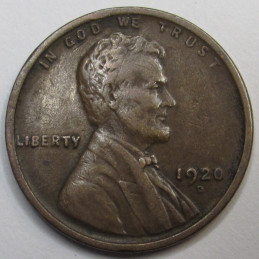 1920 D Lincoln Wheat Cent - antique Denver mintmark American wheat penny