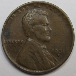 1931 D Lincoln Wheat Cent - antique Great Depression era American wheat penny