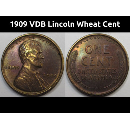 1909 VDB Lincoln Wheat Cent - antique colorful first year of issue American wheat penny