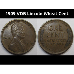 1909 VDB Lincoln Wheat Cent - antique higher grade first yea rof issue wheat penny