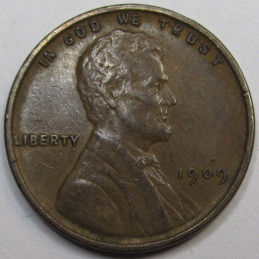 1909 VDB Lincoln Wheat Cent - antique higher grade first yea rof issue wheat penny