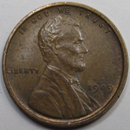 1909 VDB Lincoln Wheat Cent - higher grade American antique wheat penny