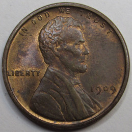 1909 VDB Lincoln Wheat Cent - antique first year high grade American wheat penny