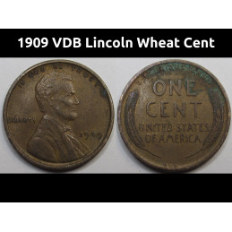 1909 VDB Lincoln Wheat Cent - antique American first year of issue wheat penny coin