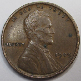 1909 VDB Lincoln Wheat Cent - antique first year of issue VDB wheat penny coin