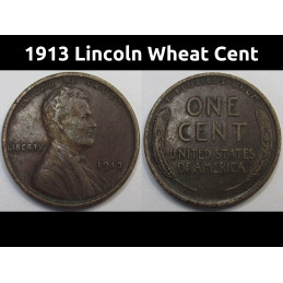 1913 Lincoln Wheat Cent - antique American wheat penny coin