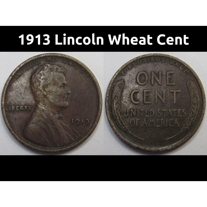 1913 Lincoln Wheat Cent - antique American wheat penny coin