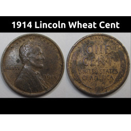 1914 Lincoln Wheat Cent - antique American wheat penny coin