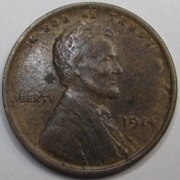 1914 Lincoln Wheat Cent - antique American wheat penny coin