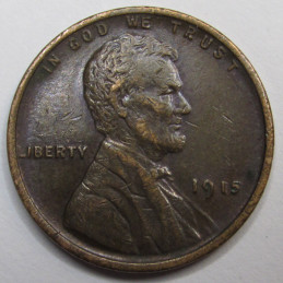 1915 Lincoln Wheat Cent - antique higher grade American wheat penny coin