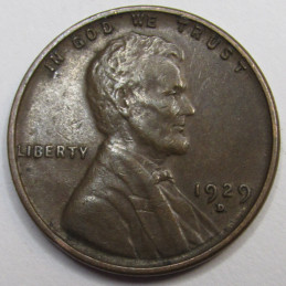 1929 D Lincoln Wheat Cent - antique higher grade Denver mintmark American wheat penny